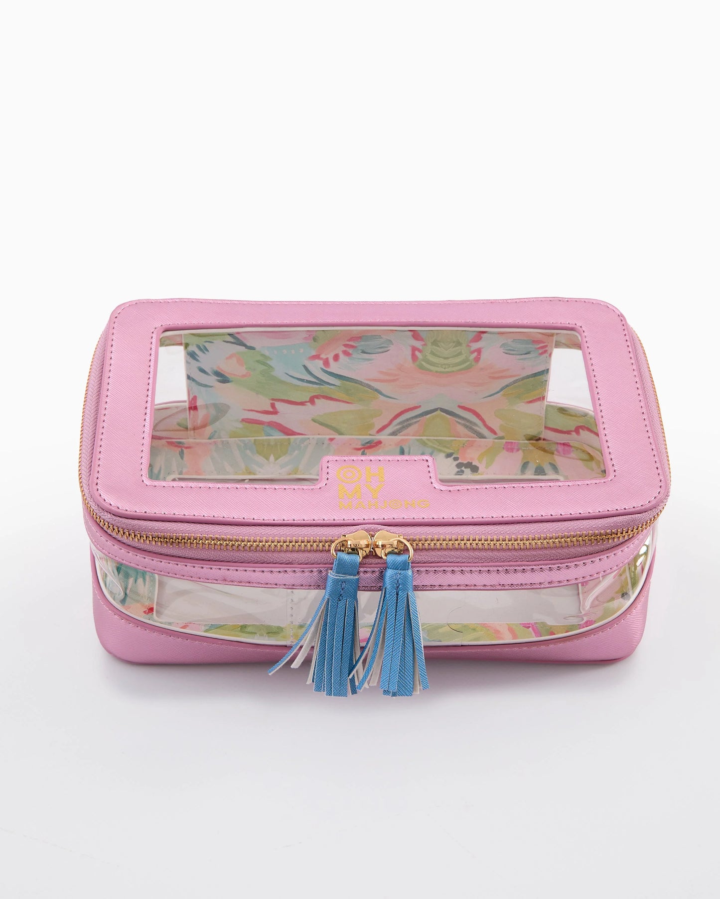 Oh My Mahjong Metallic Pink Tile Storage Bag