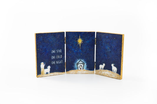 Trade Cie Handpainted Wood Tri Fold, One Star One Child