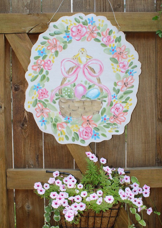 Trade Cie Burlap Easter Basket Door Decor