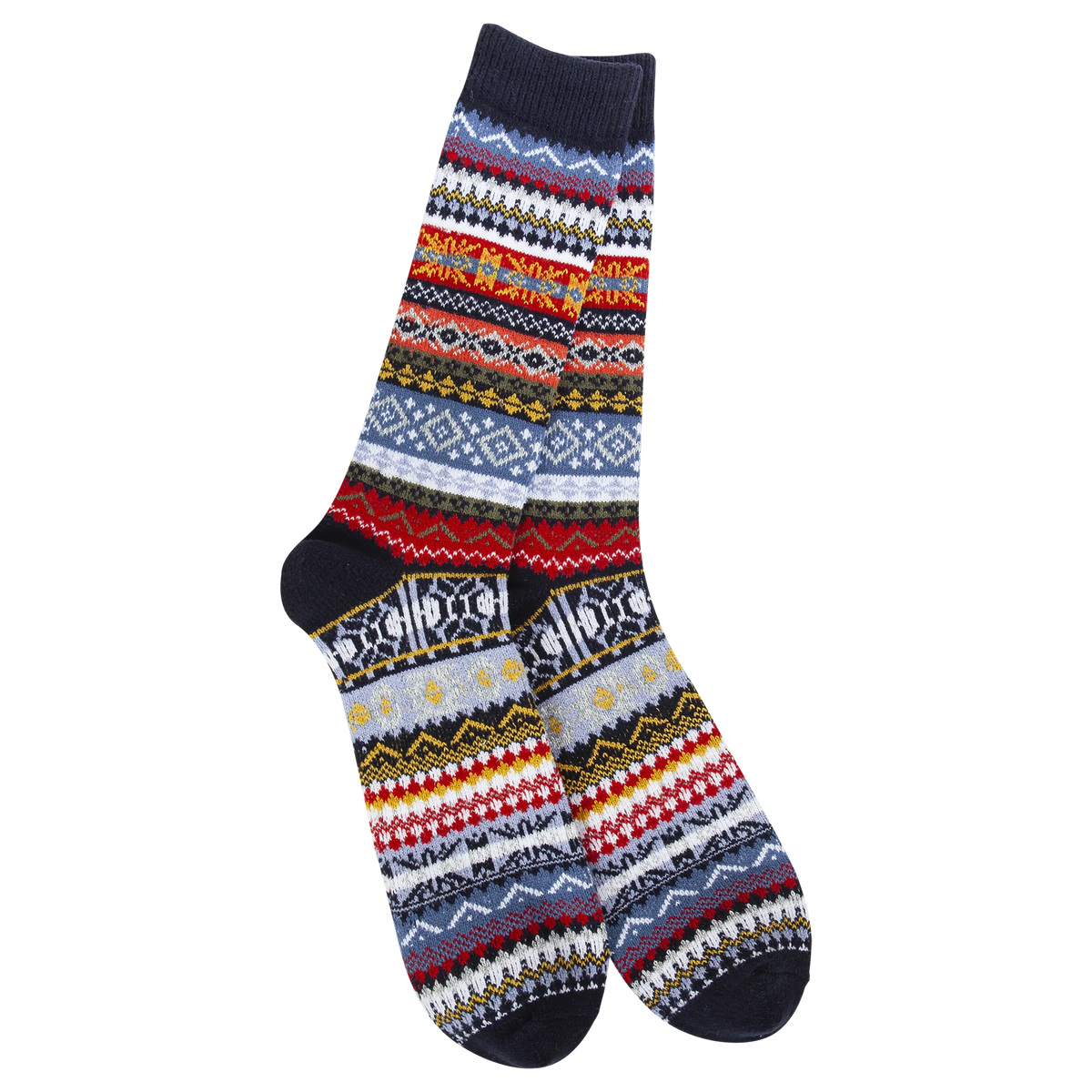World's Softest Socks Holiday Men's Studio Crew - Navy Multi