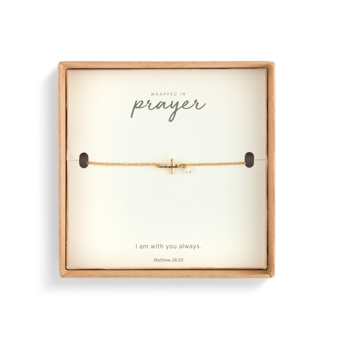Demdaco Gold Wrapped in Prayer Dainty Cross Bracelet
