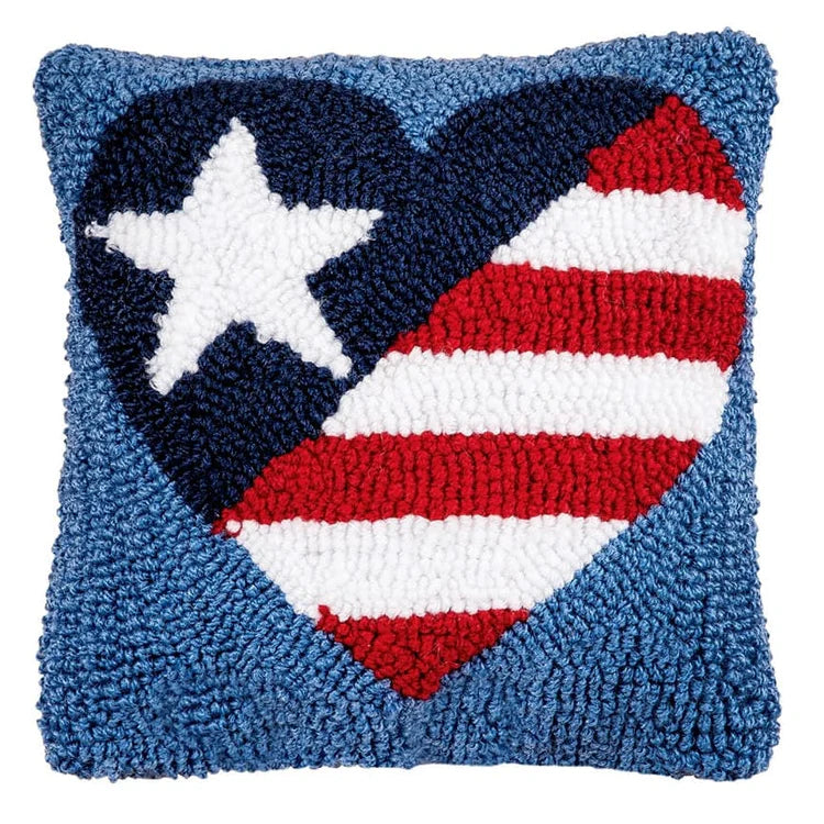 C and F Home Patriotic Heart Hook Pillow