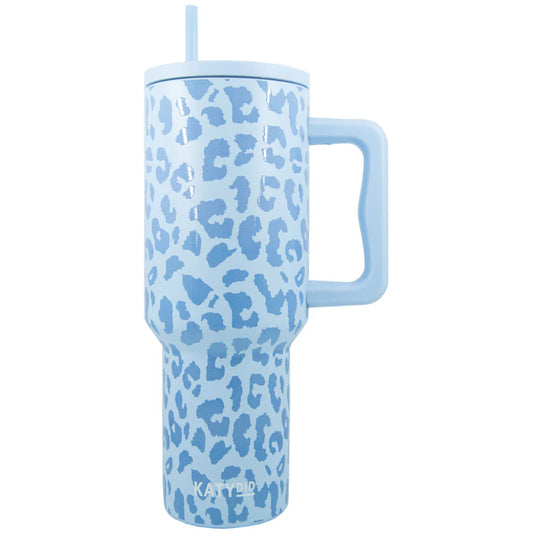 Katydid Light Blue Leopard Tumbler