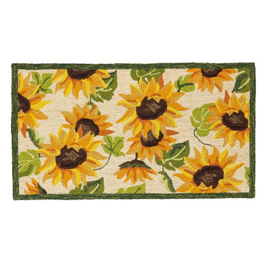 Evergreen Indoor/Outdoor Sunflower Hooked Polypropylene Accent Rug