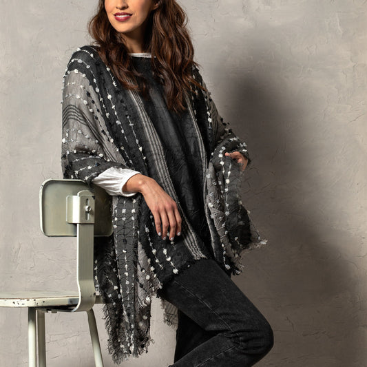 Demdaco Textured Poncho in Black