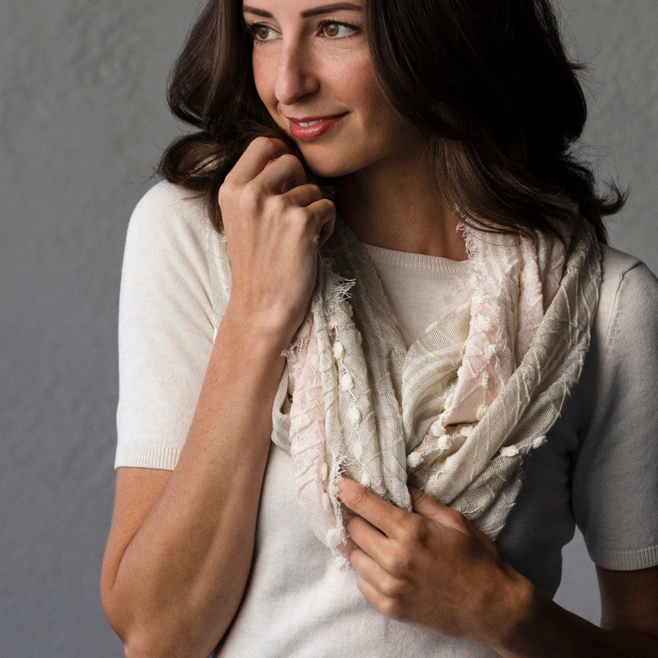 Demdaco Textured Infinty Scarf in Blush