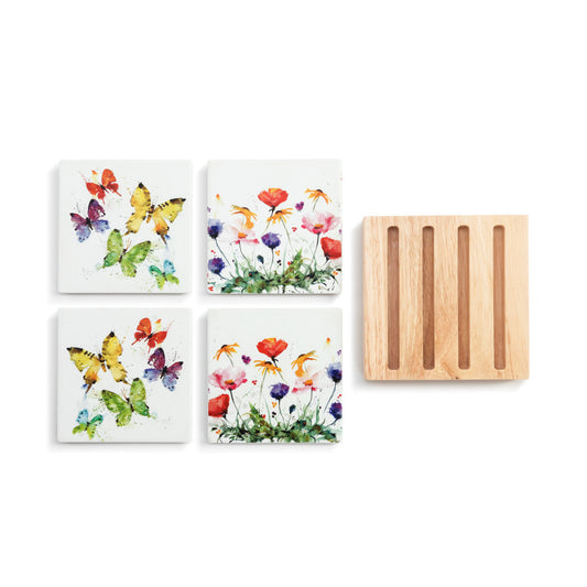 Demdaco Butterflies Coasters Set of 4