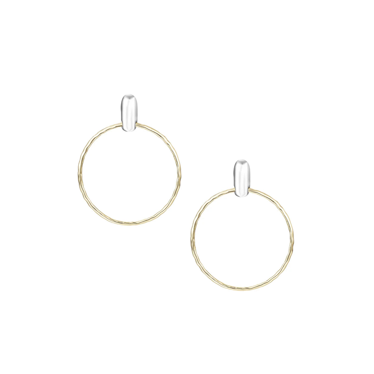 Natalie Wood Designs Horizon Circle Statement Earrings in Gold/Silver