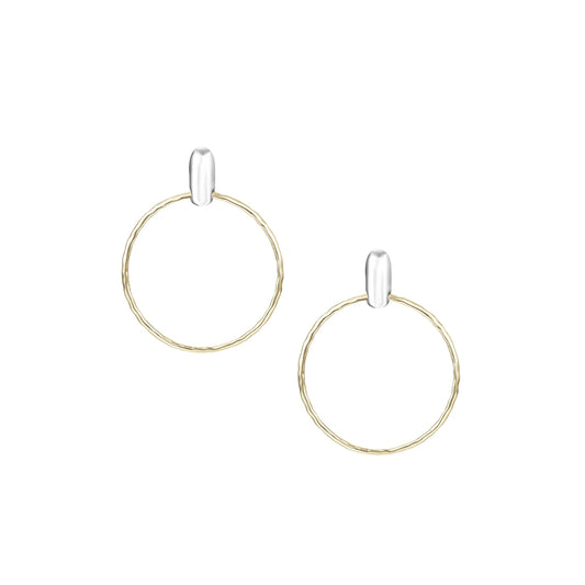 Natalie Wood Designs Horizon Circle Statement Earrings in Gold/Silver