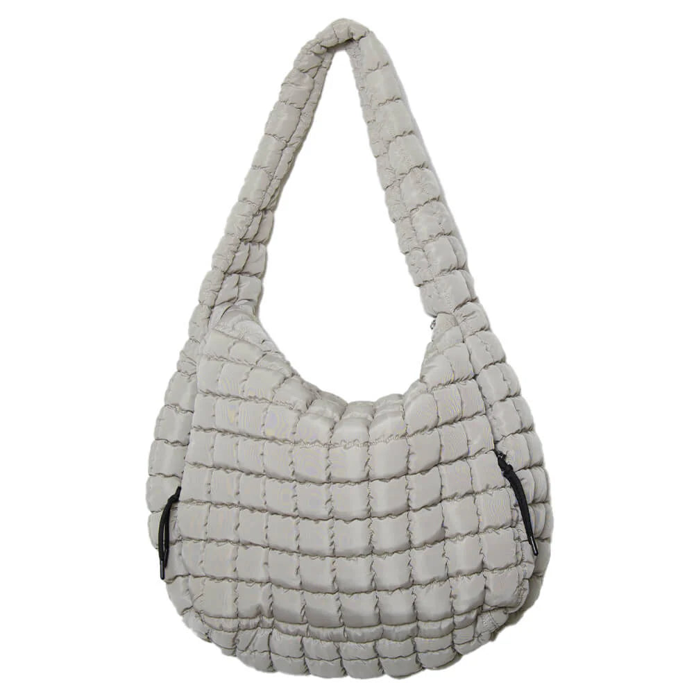 Katydid Oversized Quilted Hobo Tote Bag Sand