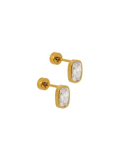 Linny Co Kay Clear Gold Screw Back Stud Earrings
