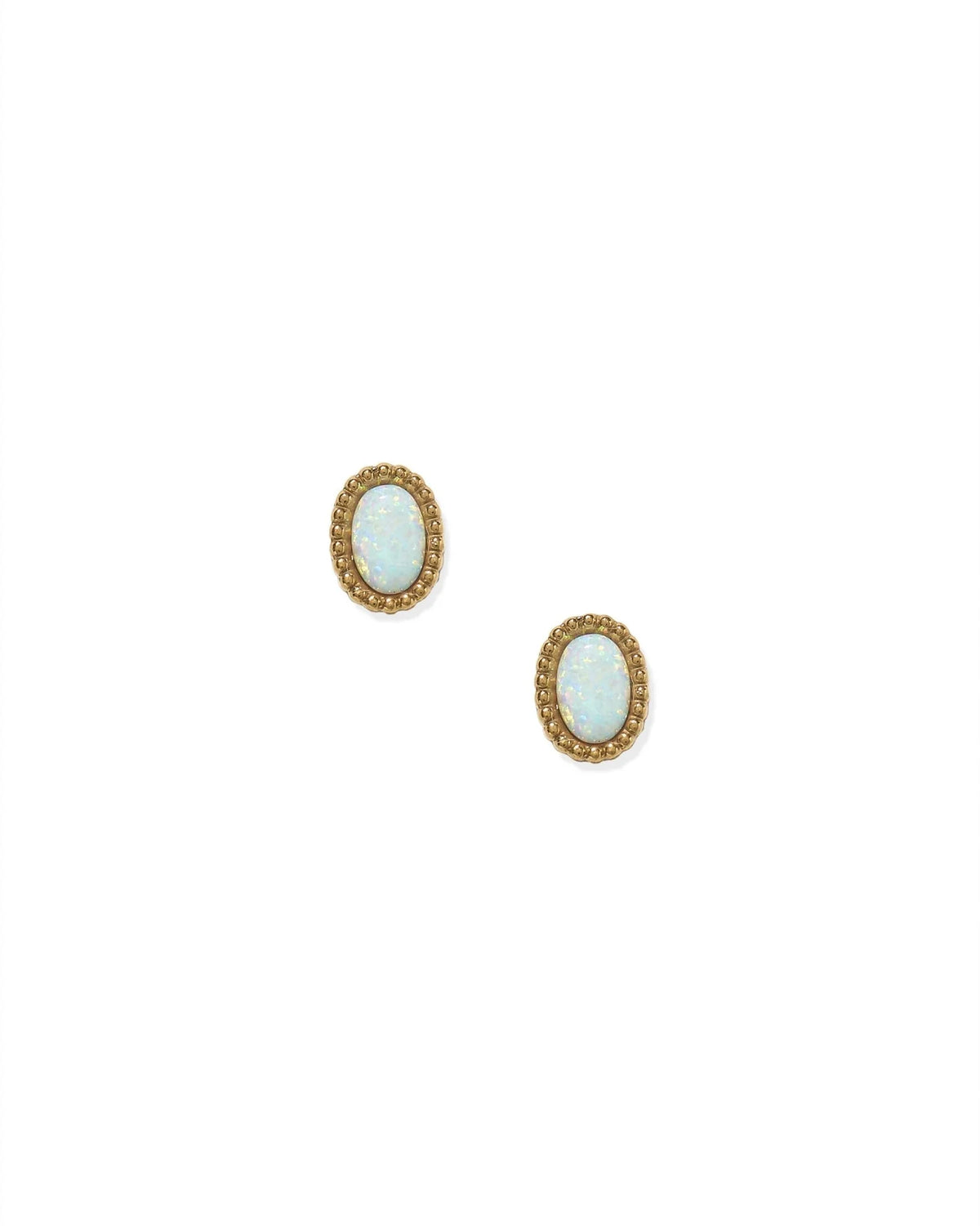 Linny Co Luna Opal White Screw Back Stud Earring
