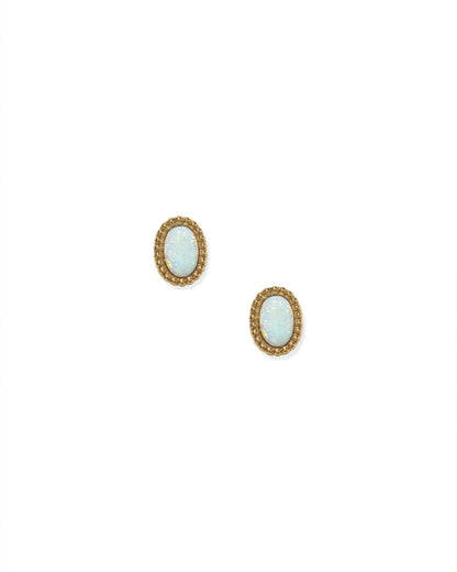 Linny Co Luna Opal White Screw Back Stud Earring