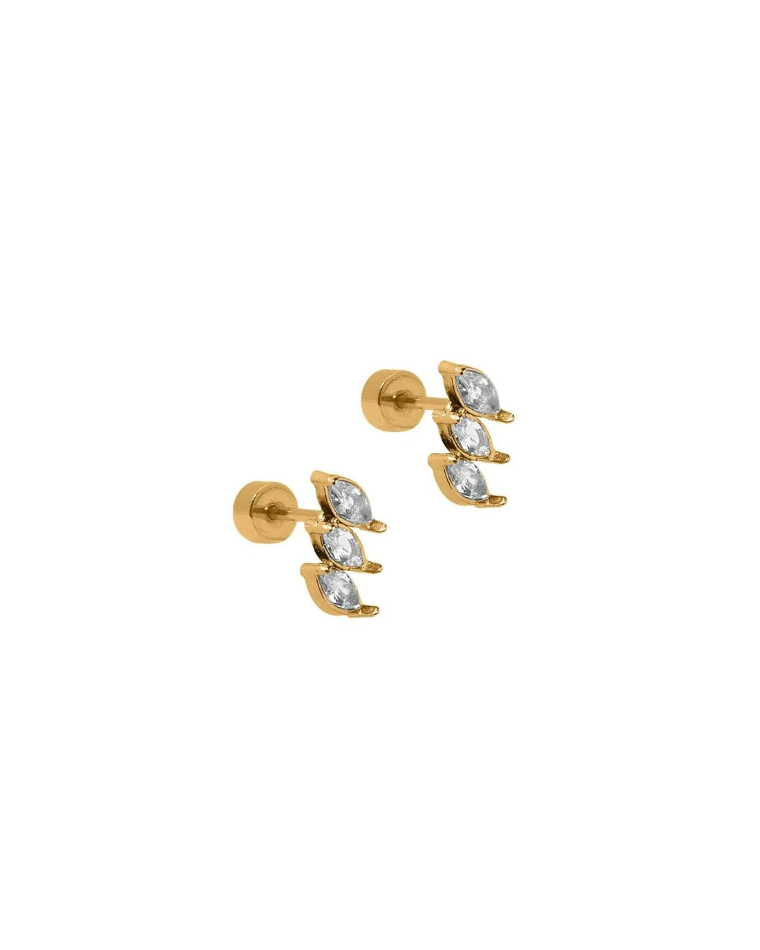 Linny Co  Sierra CZ Gold Screw Back Stud Earrings