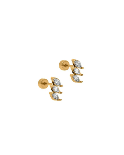 Linny Co  Sierra CZ Gold Screw Back Stud Earrings