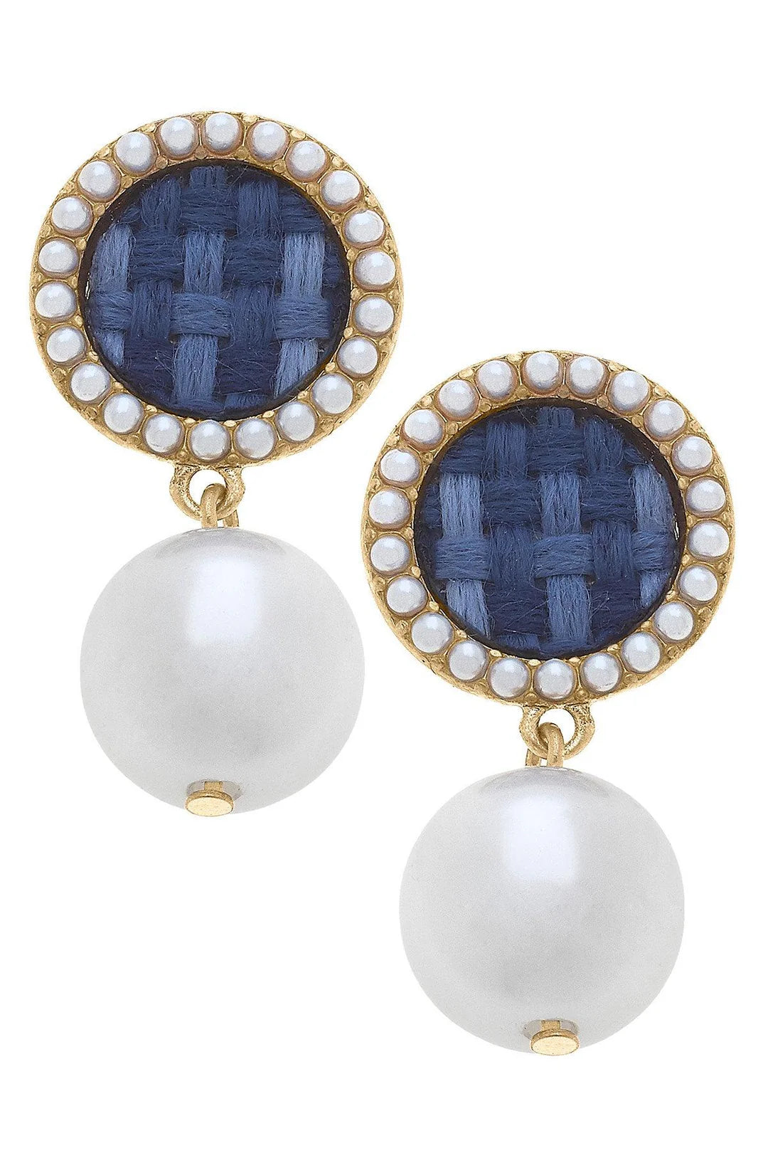 CANVAS Serena Tweed Pearl Drop Earrings