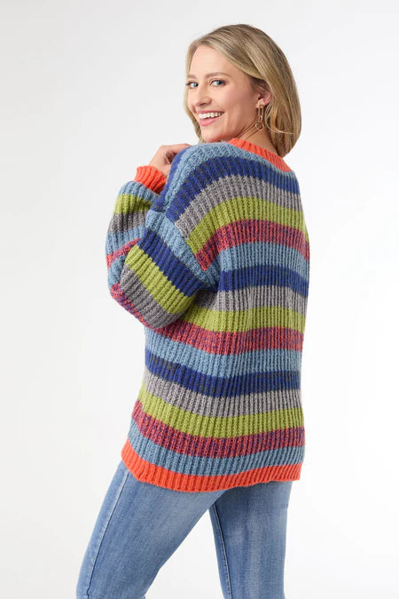 Coco+Carmen Ronado Multi Stripe Crew Neck Sweater S/M