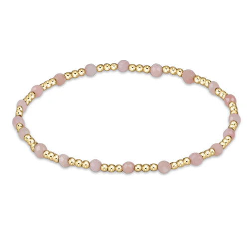 Enewton Extends - Gemstone Gold Sincerity Pattern 3mm Bead Bracelet - Pink Opal