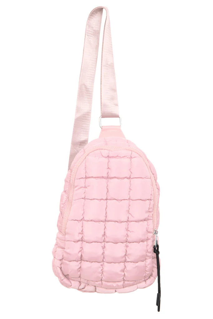 Katydid Quilted Sling Bag in Light Pink