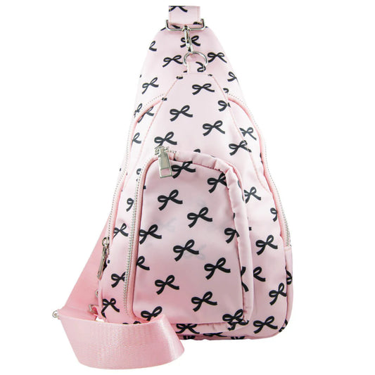 Katydid Black & Pink Mini Coquette Bow Sling Bag