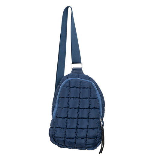 Katydid Quilted Sling Bag in Navy