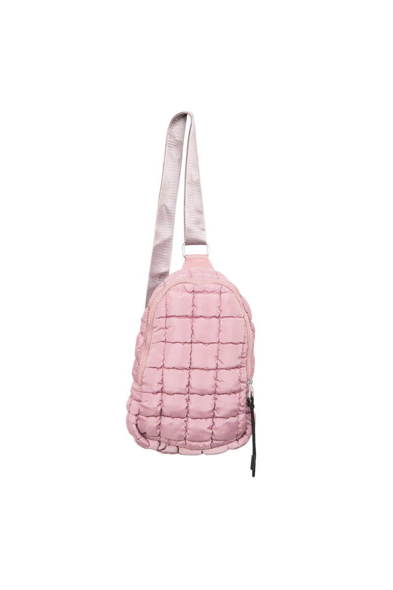 Katydid Quilted Sling Bag in Mauve