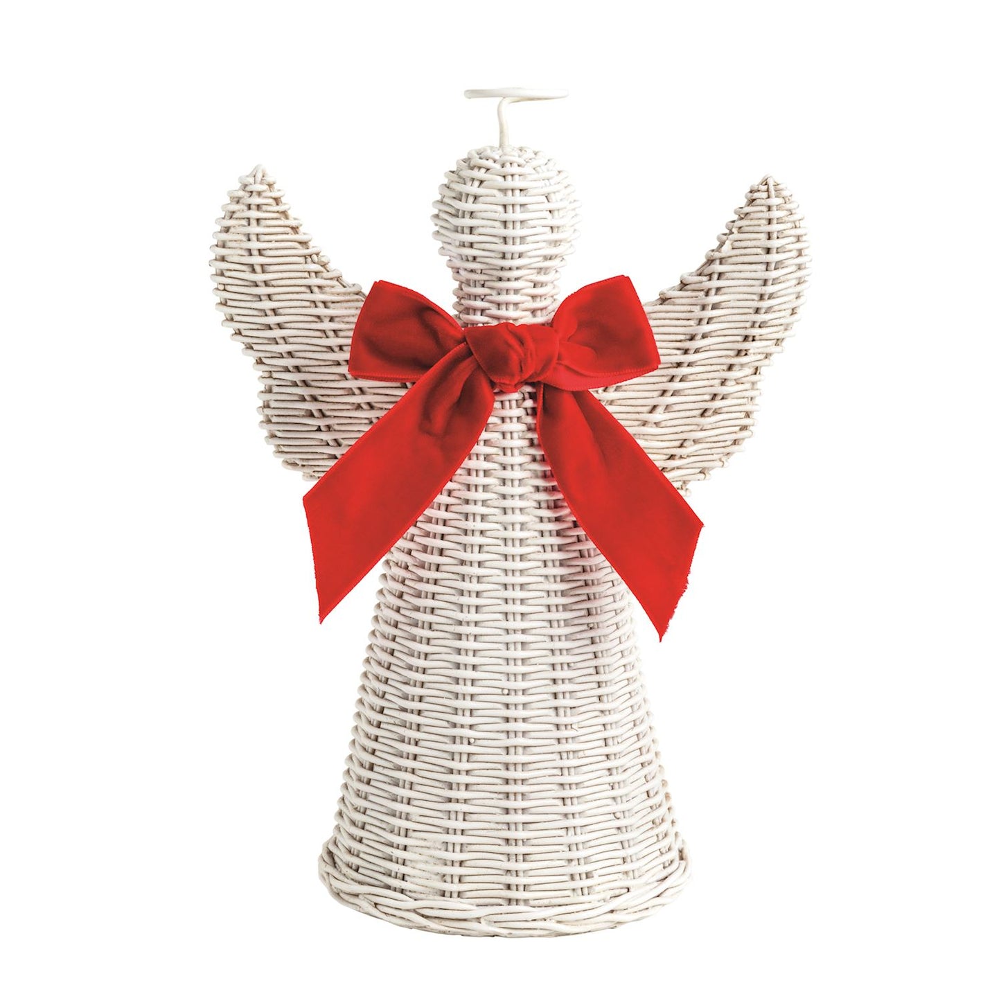 Mud Pie Wicker Angel Sitter with Red Bow