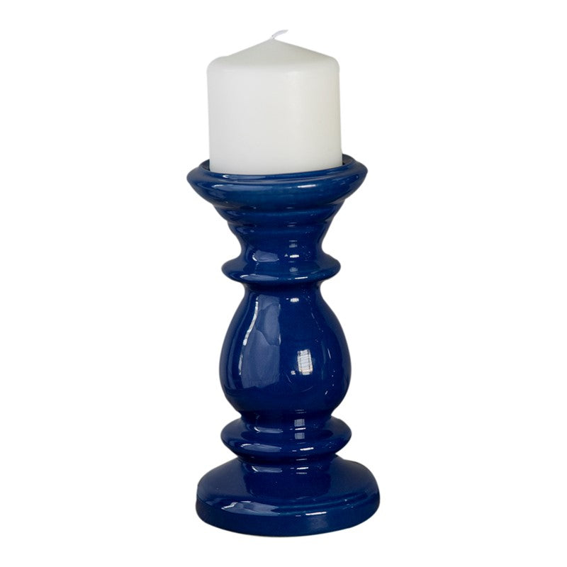Manual Woodworkers and Weavers Camden Blue Ceramic Candle Holder