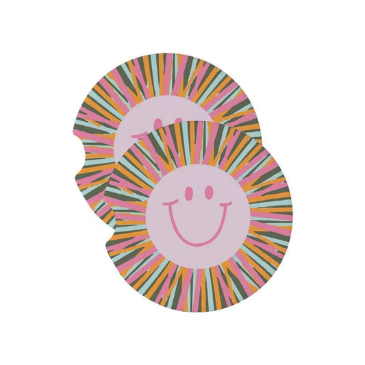 Mary Square Car Coaster Smiley Face