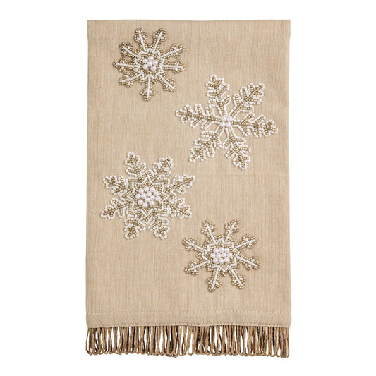 Mud Pie White Beaded Christmas Towel