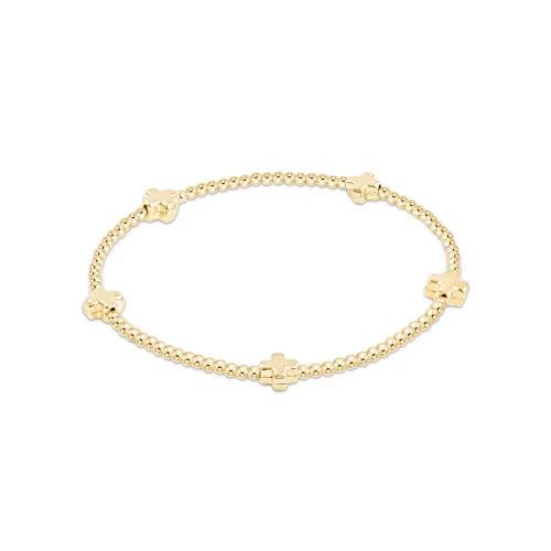 Enewton Signature Cross Small Gold Pattern 2mm Bead Bracelet - Gold