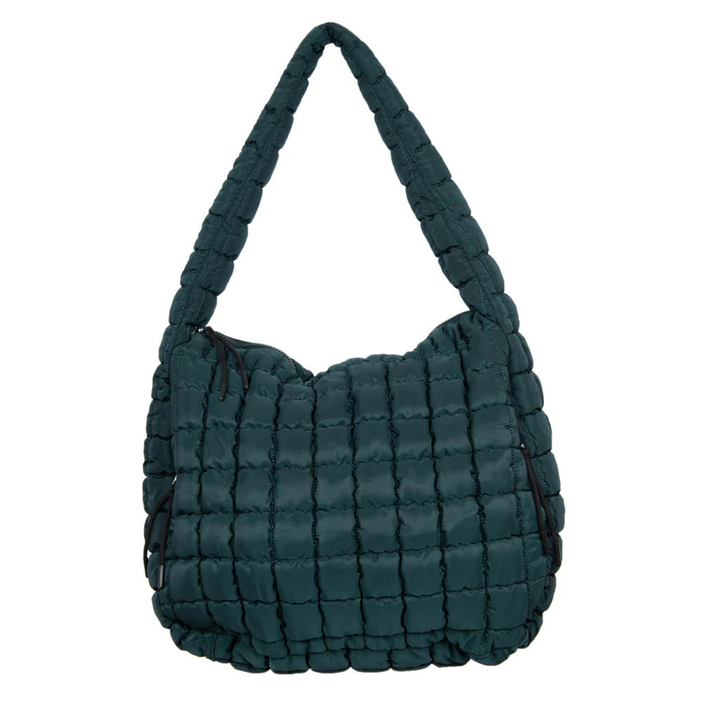 Katydid Oversized Quilted Hobo Tote Bag Forest Green