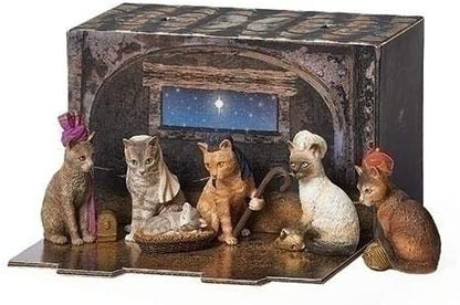 Roman 6pc Cat Pageant Nativity Scene