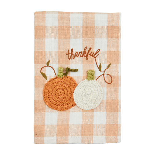 Mud Pie Thankful Crochet Pumpkin Towel